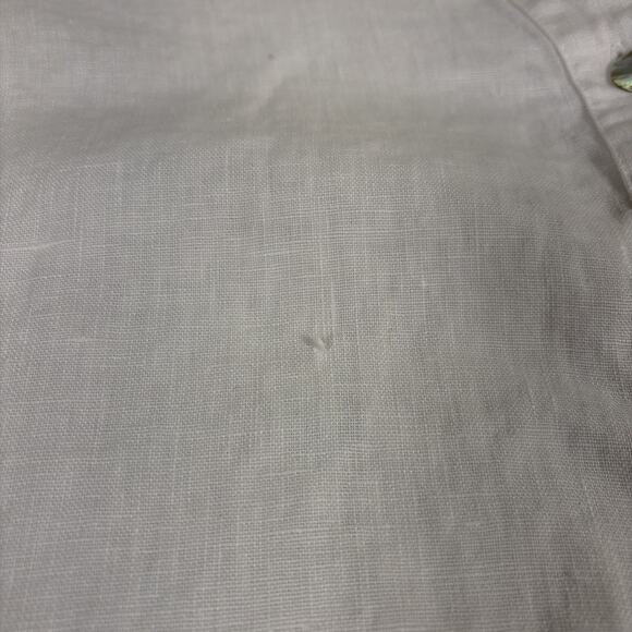 Hot Cotton Marc Ware Top Womens Small White 3/4 Sleeve 100% Linen Bnfts Charity - Picture 3 of 11